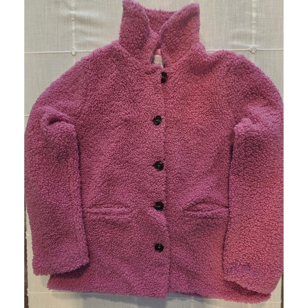 Le Lis Collection Pink Sherpa Faux Shearling Button Front Teddy Jacket L